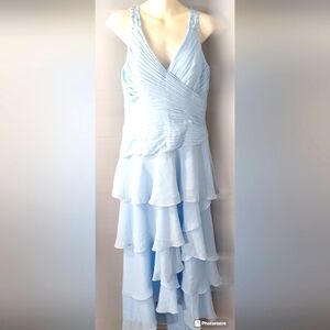 Sky blue chiffon ruffled dress byJJ's House